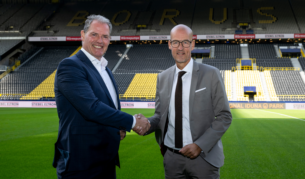 New partnership, contract (for now) until 2025: Heating manufacturer STIEBEL ELTRON is the new premium and sustainability partner of Bundesliga soccer team Borussia Dortmund.